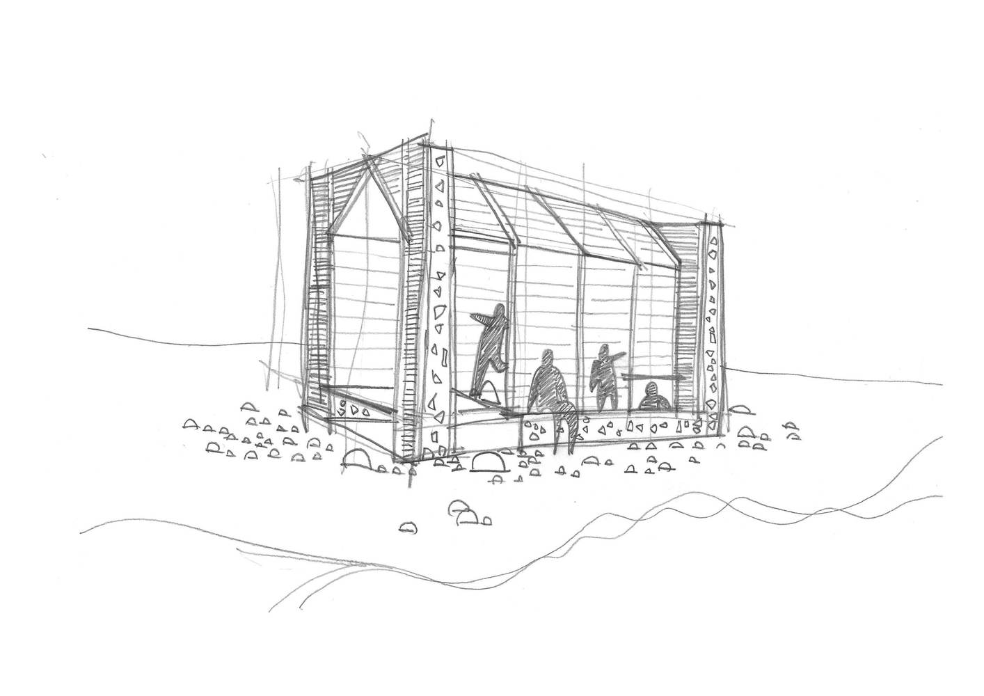 1414x1000 Gallery Of Woodstock Hut Bostmambrun + Emond - Hut Sketch