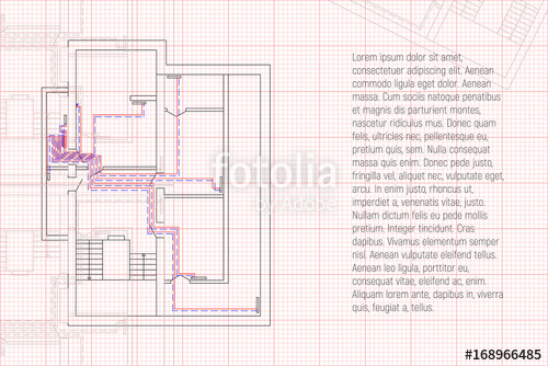 500x334 Engineering Hvac Project. Heating Technical Blueprint - Hvac Sketch