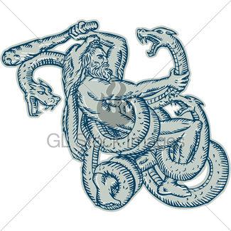 325x325 Hercules Fighting Lernaean Hydra Drawing Gl Stock Images - Hydra Sketch