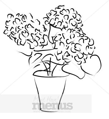 357x388 Brushstroke Hydrangea Sketch Flower Menu Graphics - Hydrangea Sketch