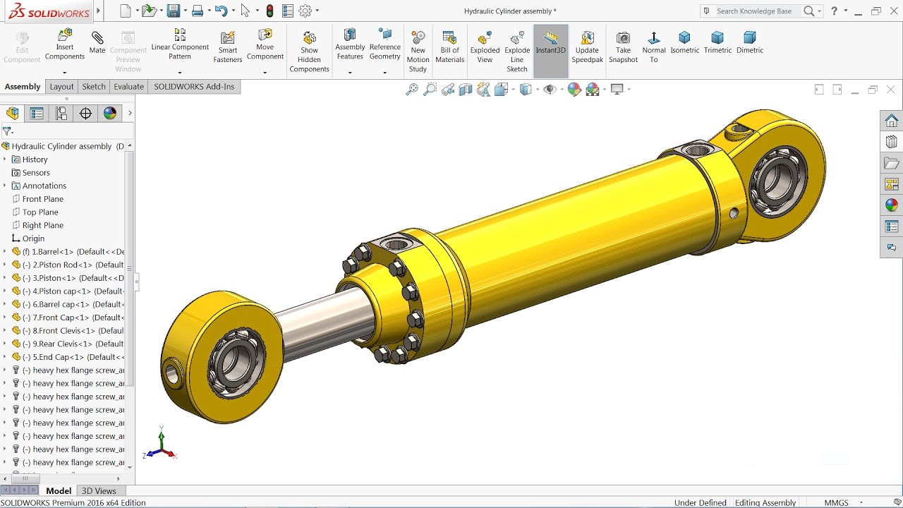 1280x720 Solidworks Tutorial Sketch Hydraulic Cylinder In Solidworks - Hydraulic Sketch