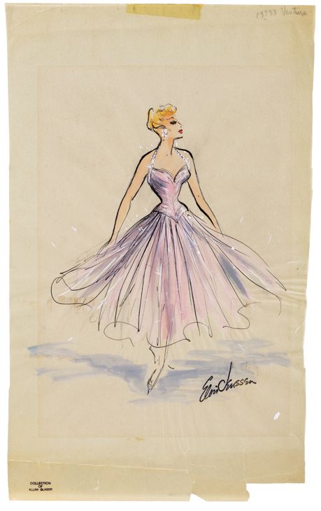 459x731 Elois Chiffon Gown Costume Sketch For Lucille Ball In Love Lucy - I Love Lucy Sketches