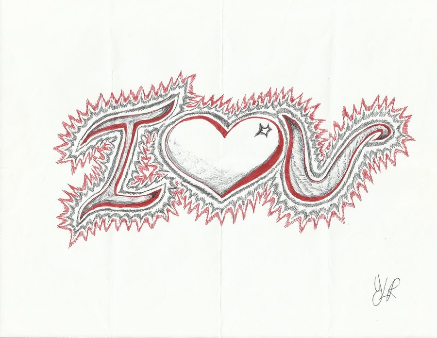 900x696 I Love You Pen Sketch By Verseapetrova - I Love U Sketch
