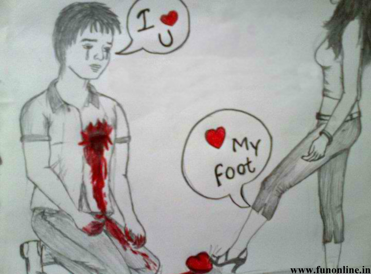 1300x960 Drawn Broken Heart Breakup - I Love U Sketch