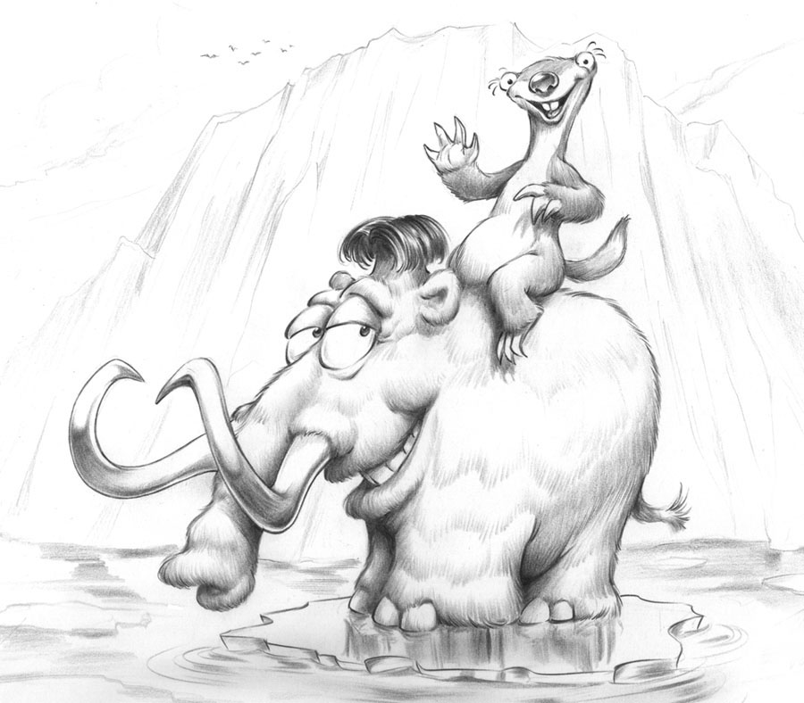 900x788 T H E A R T O F R O B O L U S Sketch For Otto - Ice Age Sketch