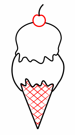 250x450 Drawing A Cartoon Ice Cream Cone - Ice Cream Cone Sketch