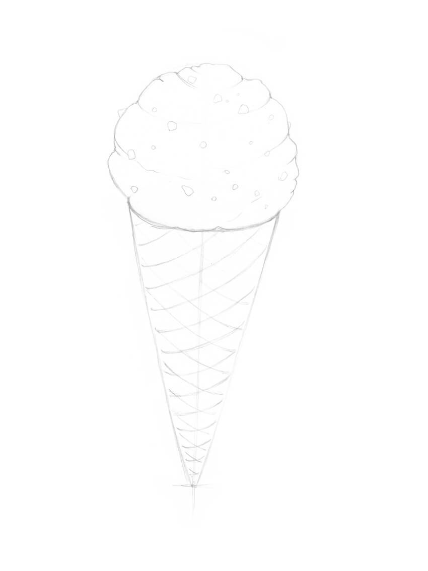 850x1134 How To Draw Ice Cream Step By Step - Ice Cream Cone Sketch