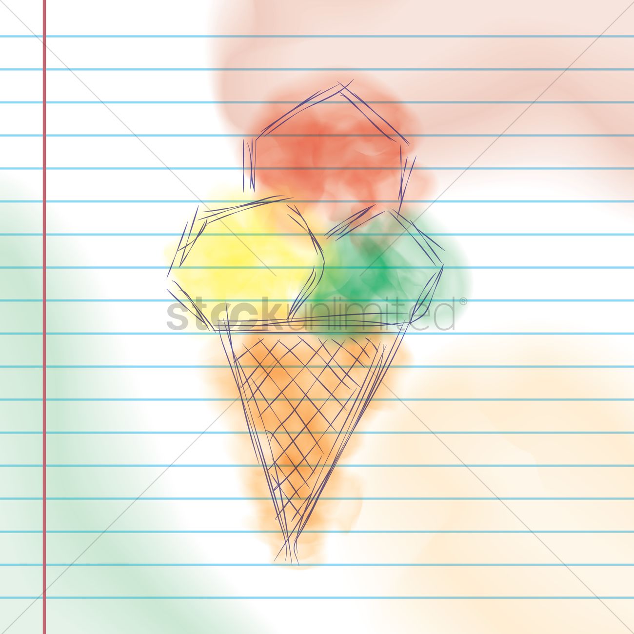1300x1300 Ice Cream Cone Sketch Vector Image - Ice Cream Cone Sketch