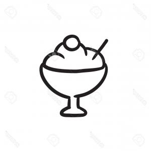 300x300 Photostock Vector Ice Cream Vector Line Icon Isolated On White - Ice Cream Scoop Sketch