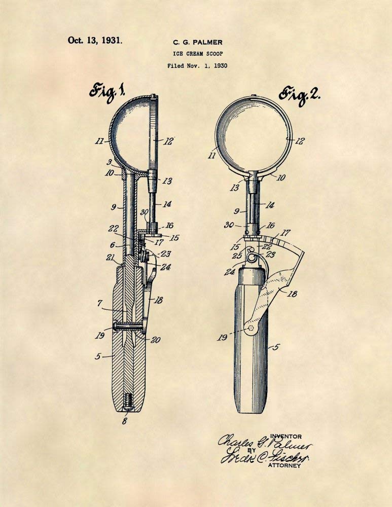 773x1000 Patent Prints - Ice Cream Scoop Sketch