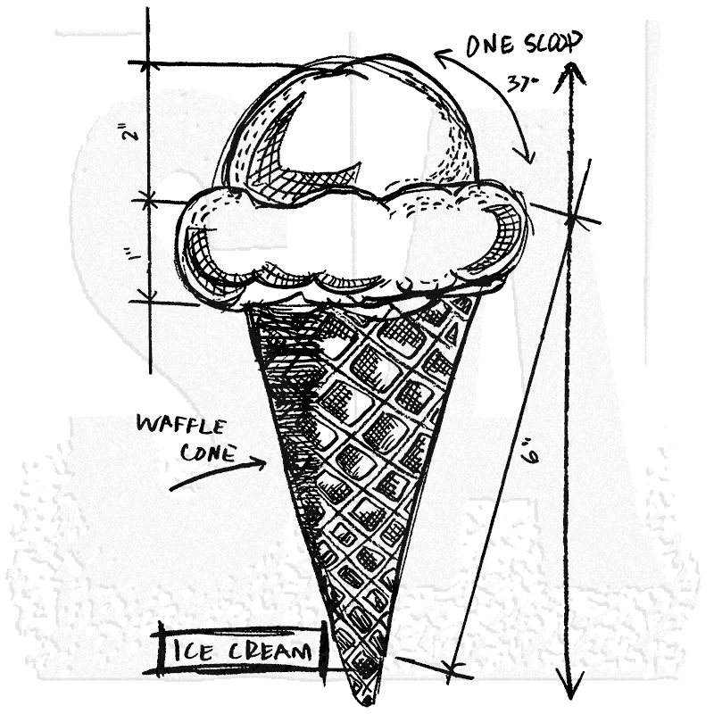 800x800 Tim Holtz Wood Mounted Stamp - Ice Cream Sketch