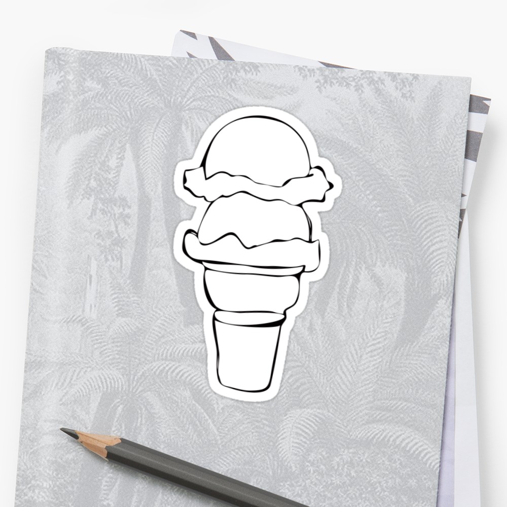 1000x1000 Ice Cream Sketch Stickers By Maydaze Redbubble - Ice Cream Sketch