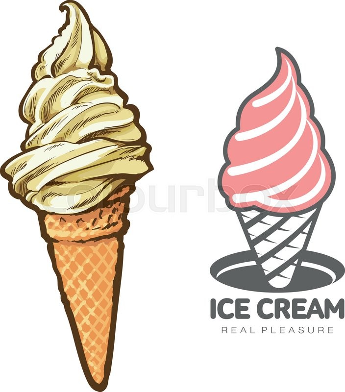 704x800 Delicious Ice Cream Logo, Vector Illustration Sketch Of The Logo - Ice Cream Sketch