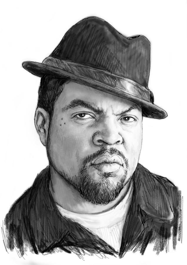 636x900 Ice Cube Art Drawing Sketch Portrait Painting By Kim Wang - Ice Cube Sketch
