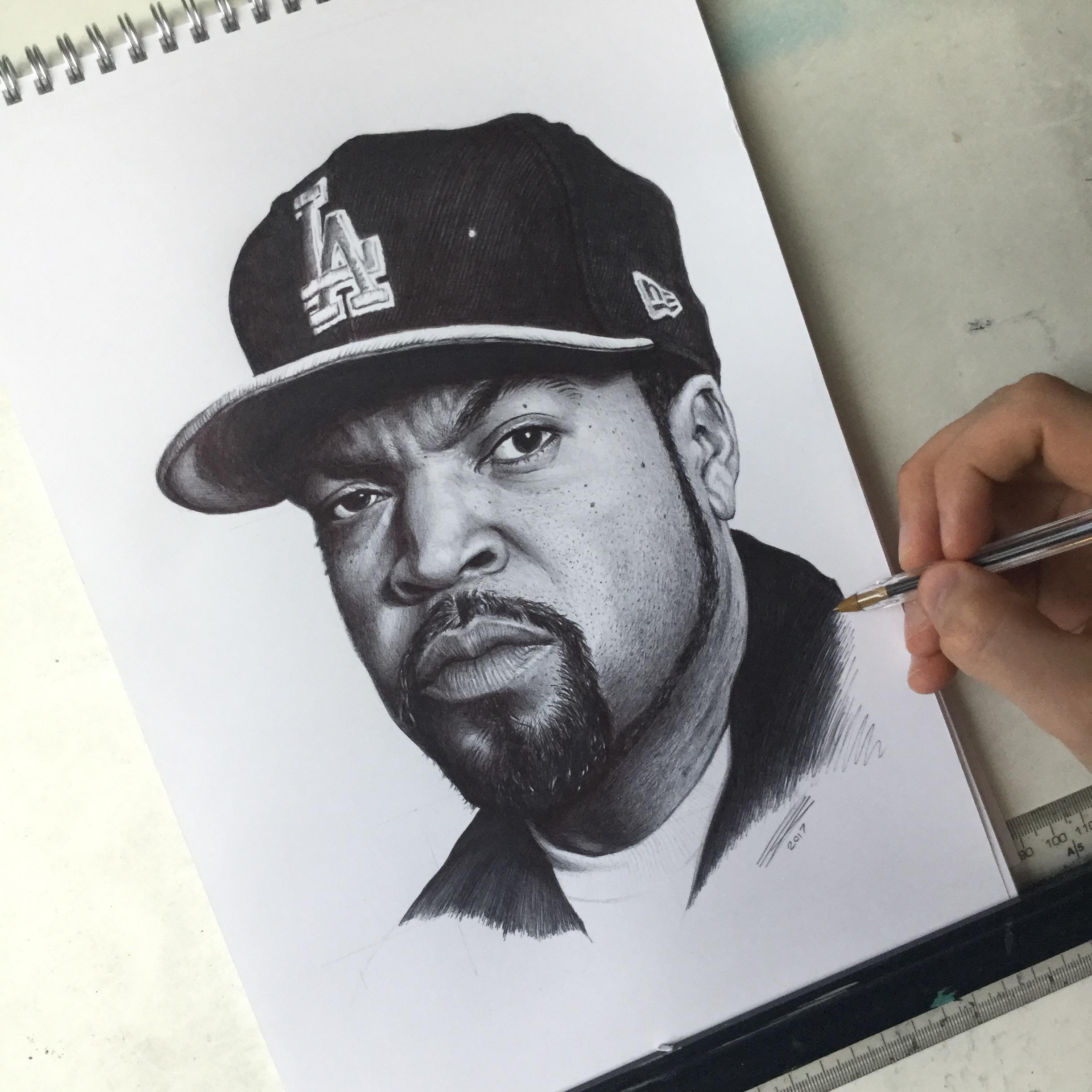2448x2448 Ice Cube In Ballpoint Pen In Sketch Paper. Hiphopimages - Ice Cube Sketch