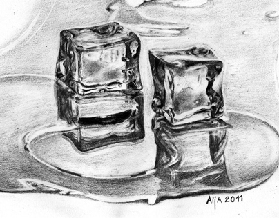 404x316 Ice Cubes Melting Drawing On Behance - Ice Cube Sketch