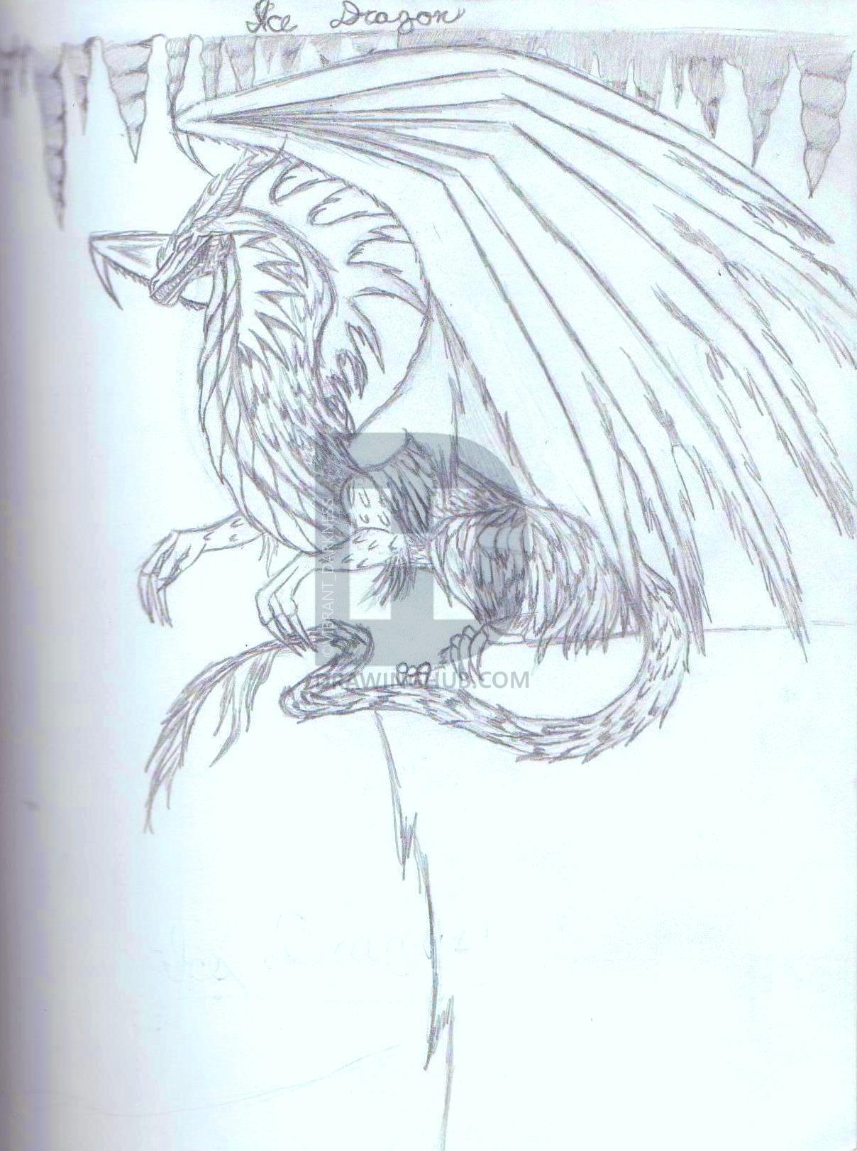 1208x1621 Ice Dragon Sketch Drawing By Vibrant Darkness Drawinghub - Ice Dragon Sketch