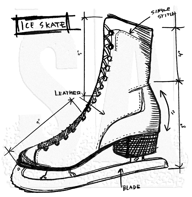 781x800 Tim Holtz Wood Mounted Stamp - Ice Skating Sketch
