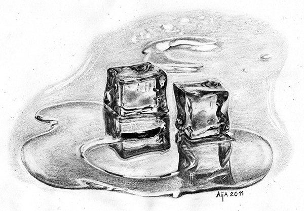 600x418 Ice Cubes Melting Drawing On Behance - Ice Sketch
