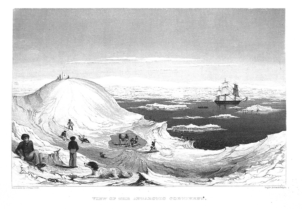 1000x693 Playing On The Ice, Sketch By Charles Wilkes Time And Navigation - Ice Sketch