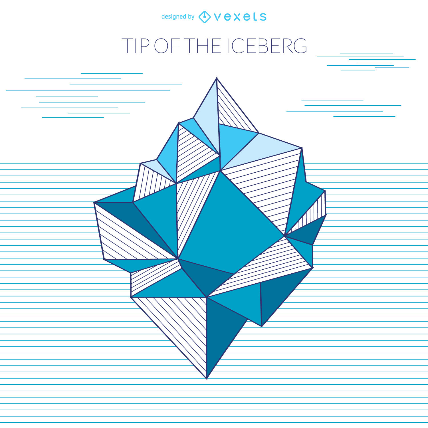 1500x1500 Iceberg Geometric Drawing - Iceberg Sketch