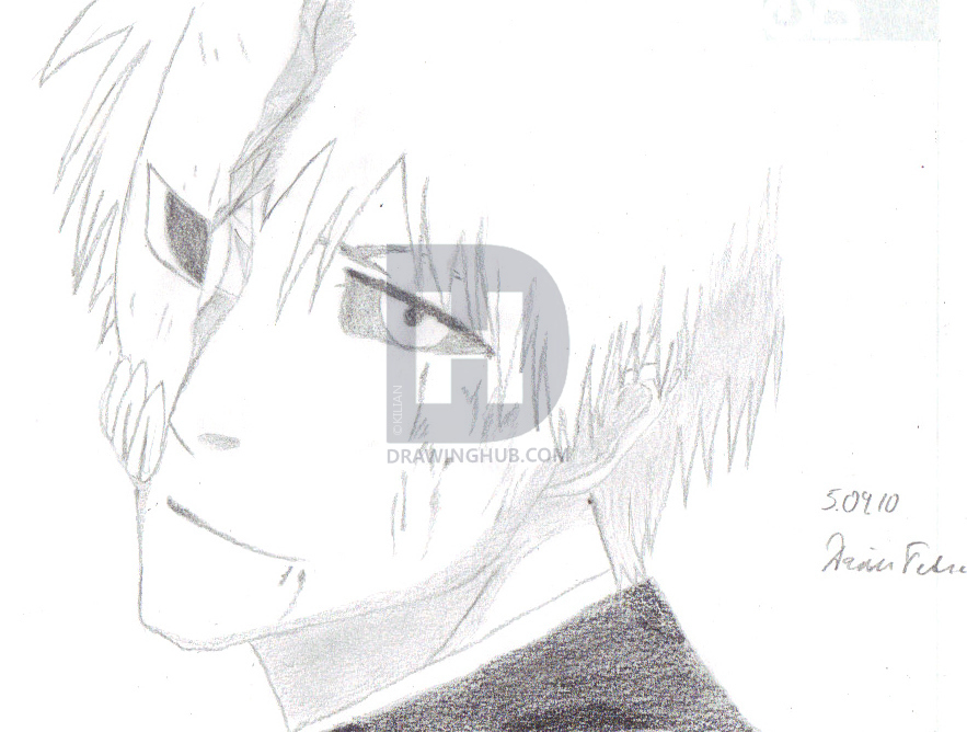 883x668 How To Draw Ichigo Half Hollow, Step By Step, Drawing Guide, By - Ichigo Sketch