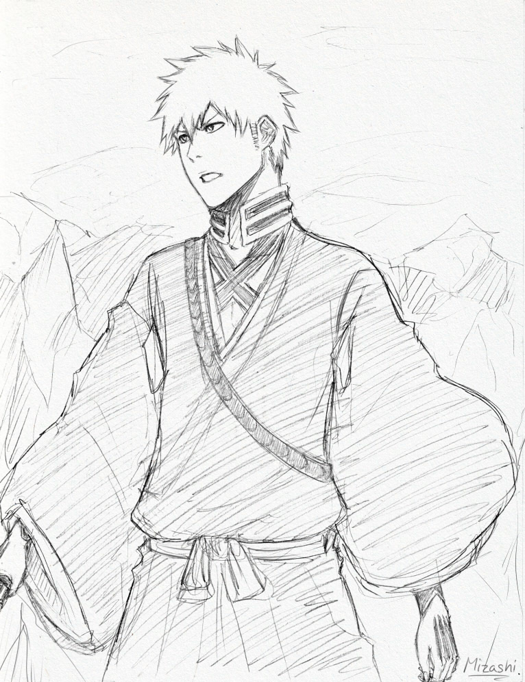 766x996 Art Trade Ichigo Sketch By Mizashi - Ichigo Sketch