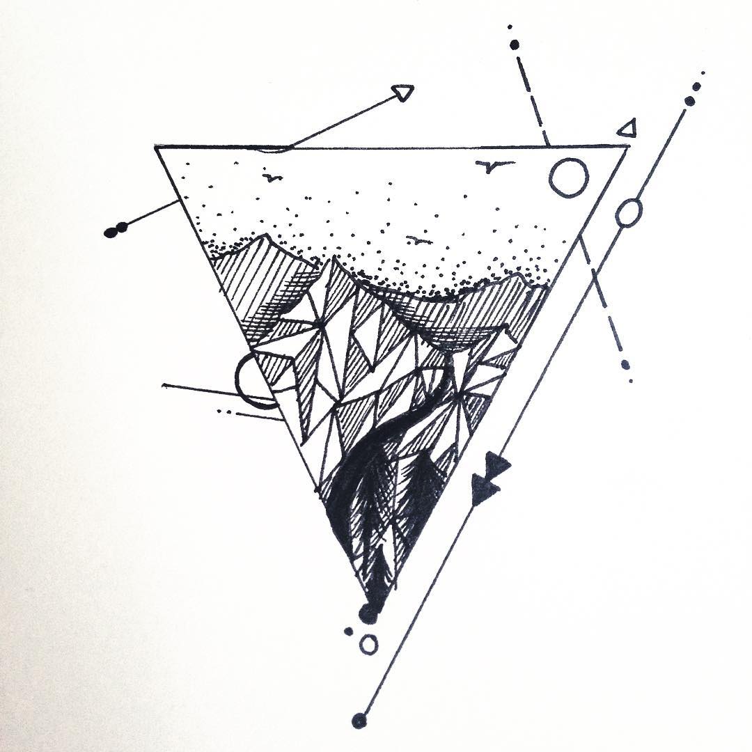 1080x1080 Fantastic Geometric Mountain Tattoo Idea Sketch. - Idea Sketch