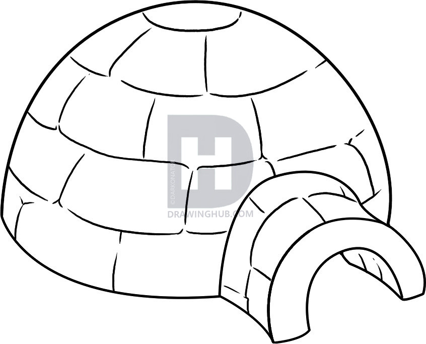 846x683 How To Draw An Igloo, Step By Step, Drawing Guide, By Darkonator - Igloo Sketch