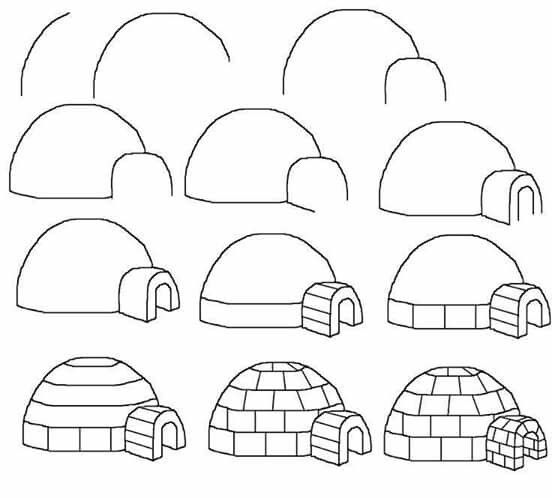 552x498 How To Draw An Igloo Education Made Easy Drawings - Igloo Sketch
