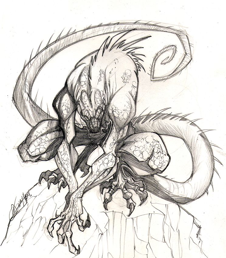 744x850 Iguana Sketch By On @ Creatures - Iguana Sketch