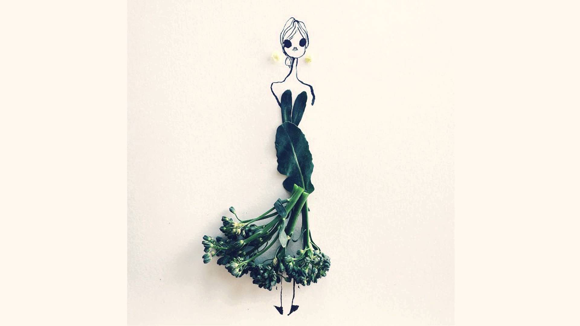 1920x1080 Fashion Illustrator Completes Her Dress Sketches With Food - Illustration Sketches