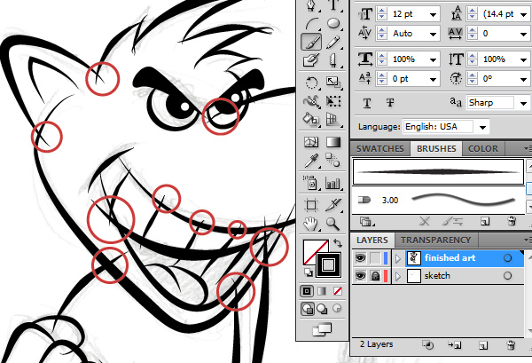 600x409 Ultimate Inking And Coloring Tutorial For Adobe Illustrator - Illustrator Sketch Brushes