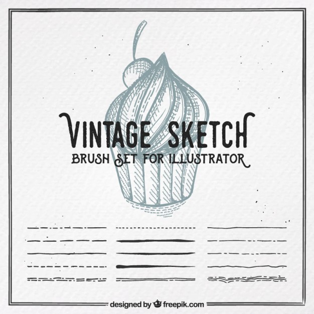 626x626 Vintage Sketch, Brush Set For Illustrator Vector Free Download - Illustrator Sketch Brushes