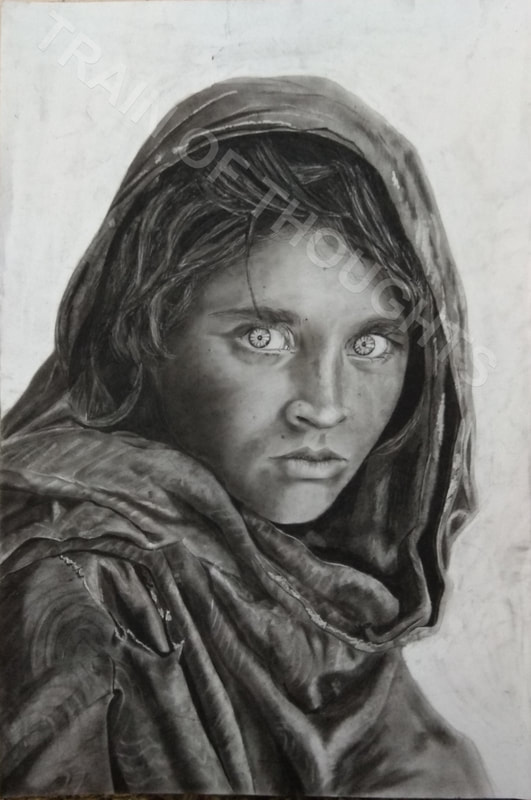 531x800 Charcoal Sketch Is My Reproduction Of The Famous Photo Green Eyed - Images Charcoal Sketch