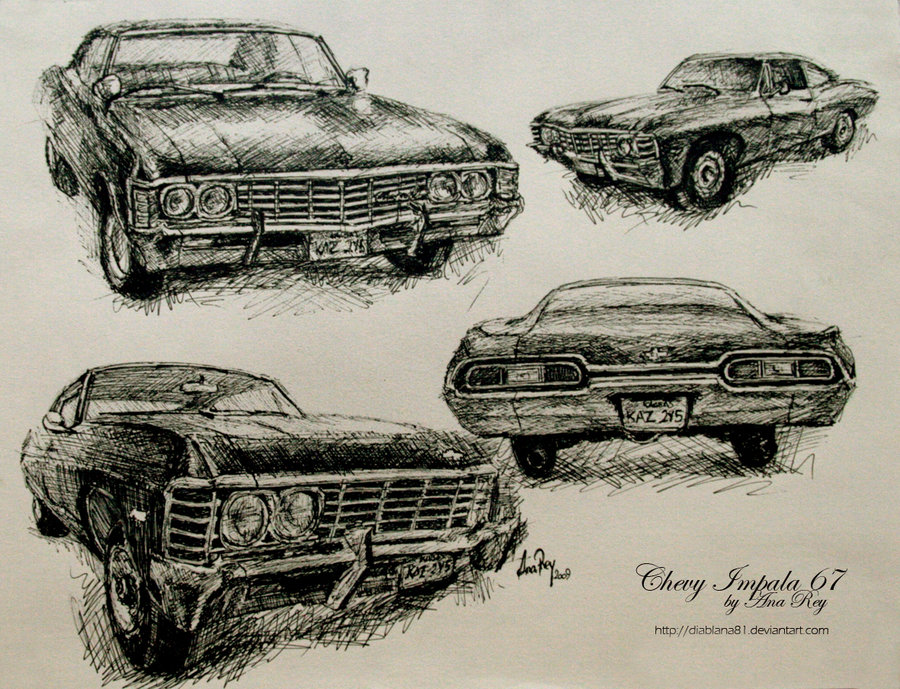 900x689 Chevy Impala 67 Sketches By Diablana81 - Impala Sketch