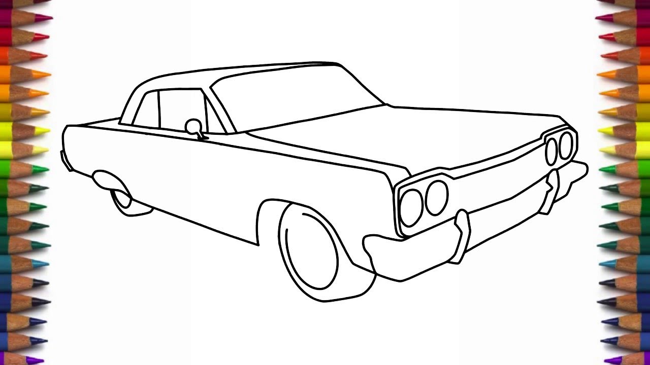 1280x720 How To Draw A Car 1964 Chevrolet Impala Step By Step For Beginners - Impala Sketch