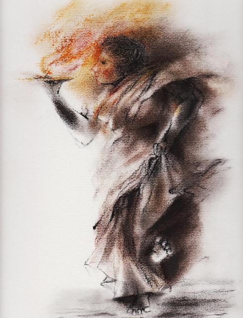 490x640 Jyoti Puri Artwork Life On Parapets Original Drawing Charcoal - Impressionism Sketch