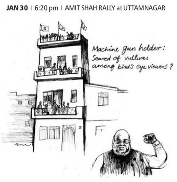 700x720 Photos Drawn From Delhi Capturing The Polls In Sketch The - In Sketch