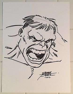 311x400 Original Incredible Hulk Sketch By The Legend George Perez! Super - Incredible Hulk Sketch