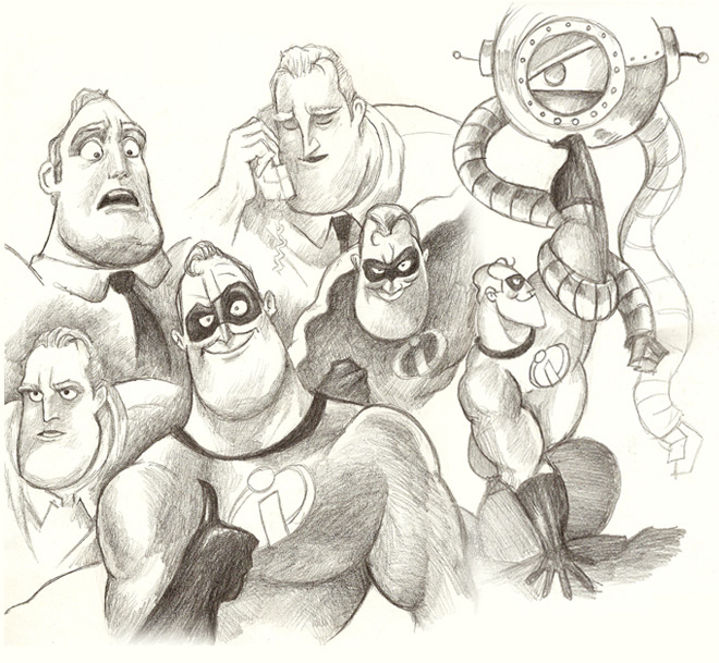660x609 Mr. Incredible Character Sketches Dave Mottram - Incredible Sketches