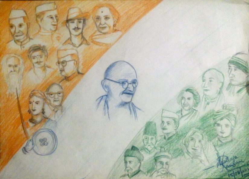 Independence Day Sketch at PaintingValley.com | Explore collection of ...