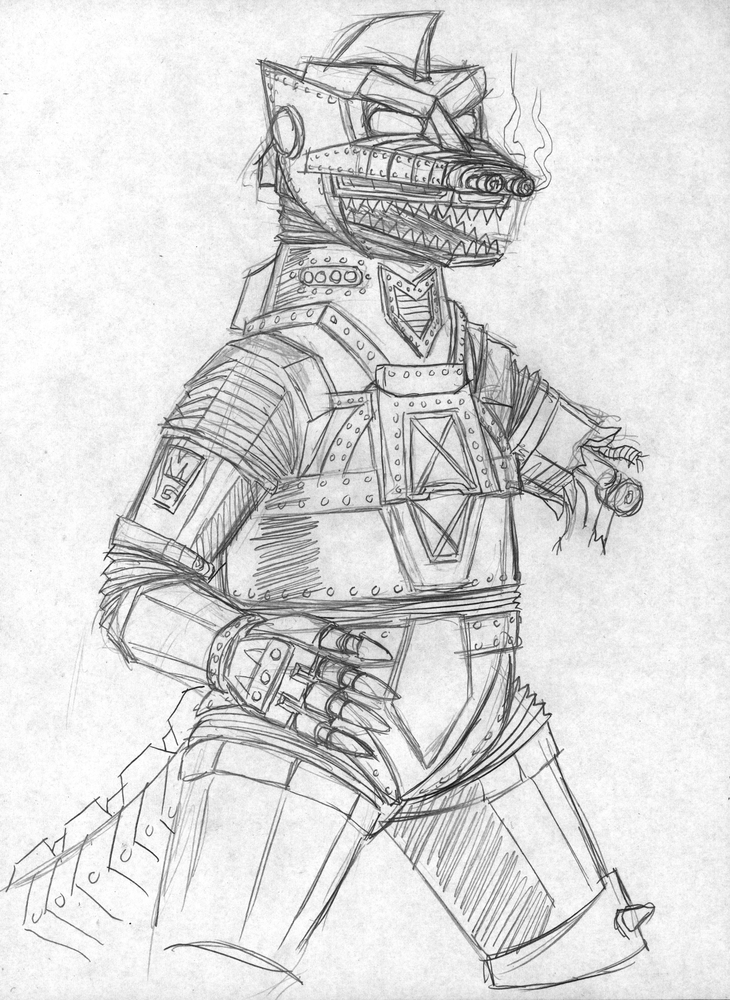 2407x3293 Sketch For Sale Mecha Godzilla Positive Ape Index - Index Sketch