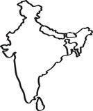 134x160 Freehand India And Nearby Countries Map Sketch On White Background - India Map Sketch