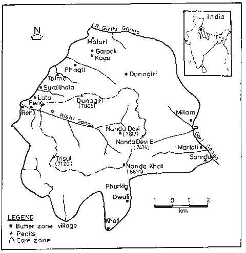 480x495 Location And Sketch Map Of Nanda Devi Biosphere Reserve In India - India Map Sketch