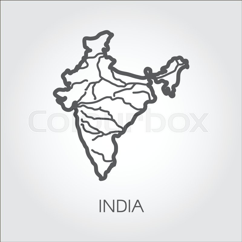 800x800 Republic Of India Map In Line Style. Sketch Icon Of Country For - India Map Sketch