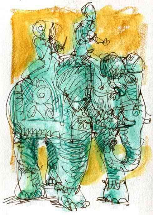 491x686 India Sketch Elephant Statue Rhoda Draws! - India Sketch