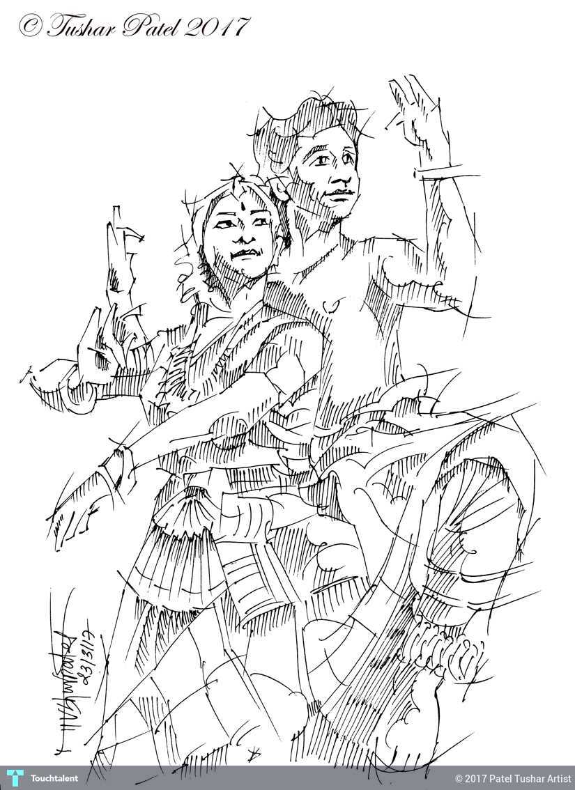 825x1134 Bharat Nattayam India Sketch Touchtalent - India Sketch