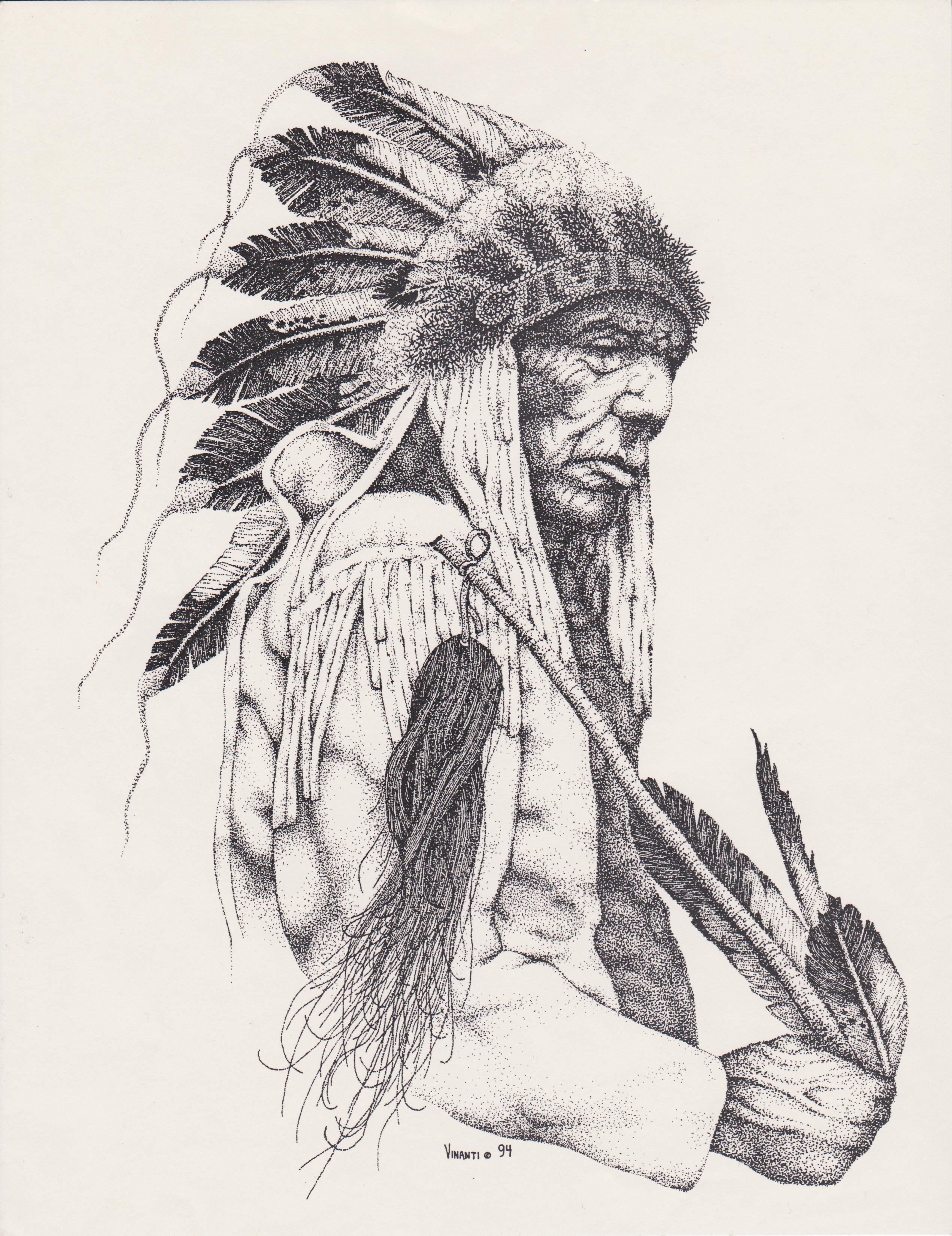 2542x3300 Indian Chief Drawing - Indian Chief Sketch