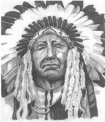 344x400 Indian Chief Pencil Sketch - Indian Chief Sketch